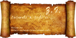Zelenák Irén névjegykártya